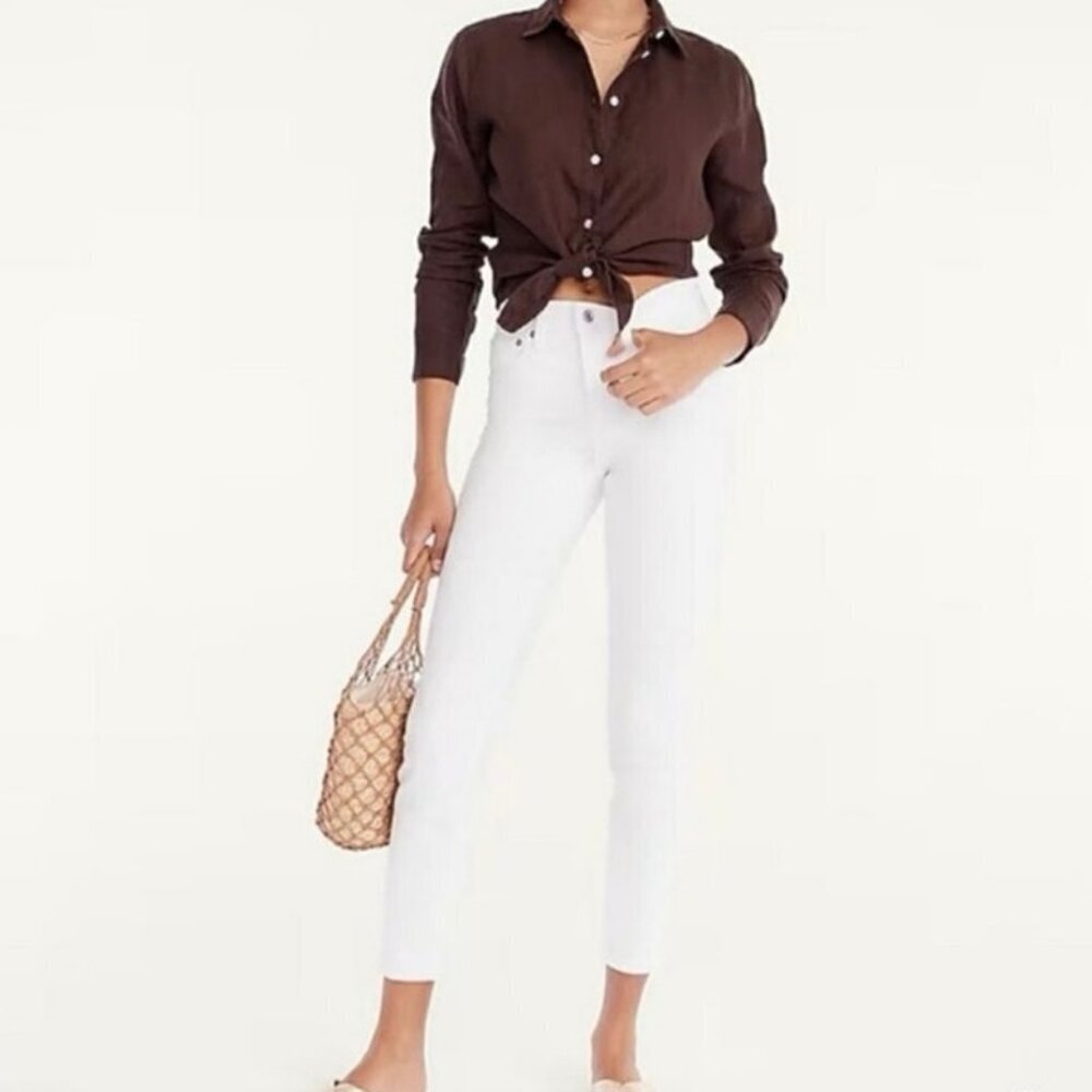 J.Crew White 100% Cotton Skinny Leg Cropped Jeans Women’s Size 10